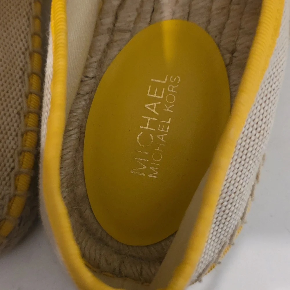 NWOT Michael Kors Yellow and Beige Slip-Ons SIZE 7.
